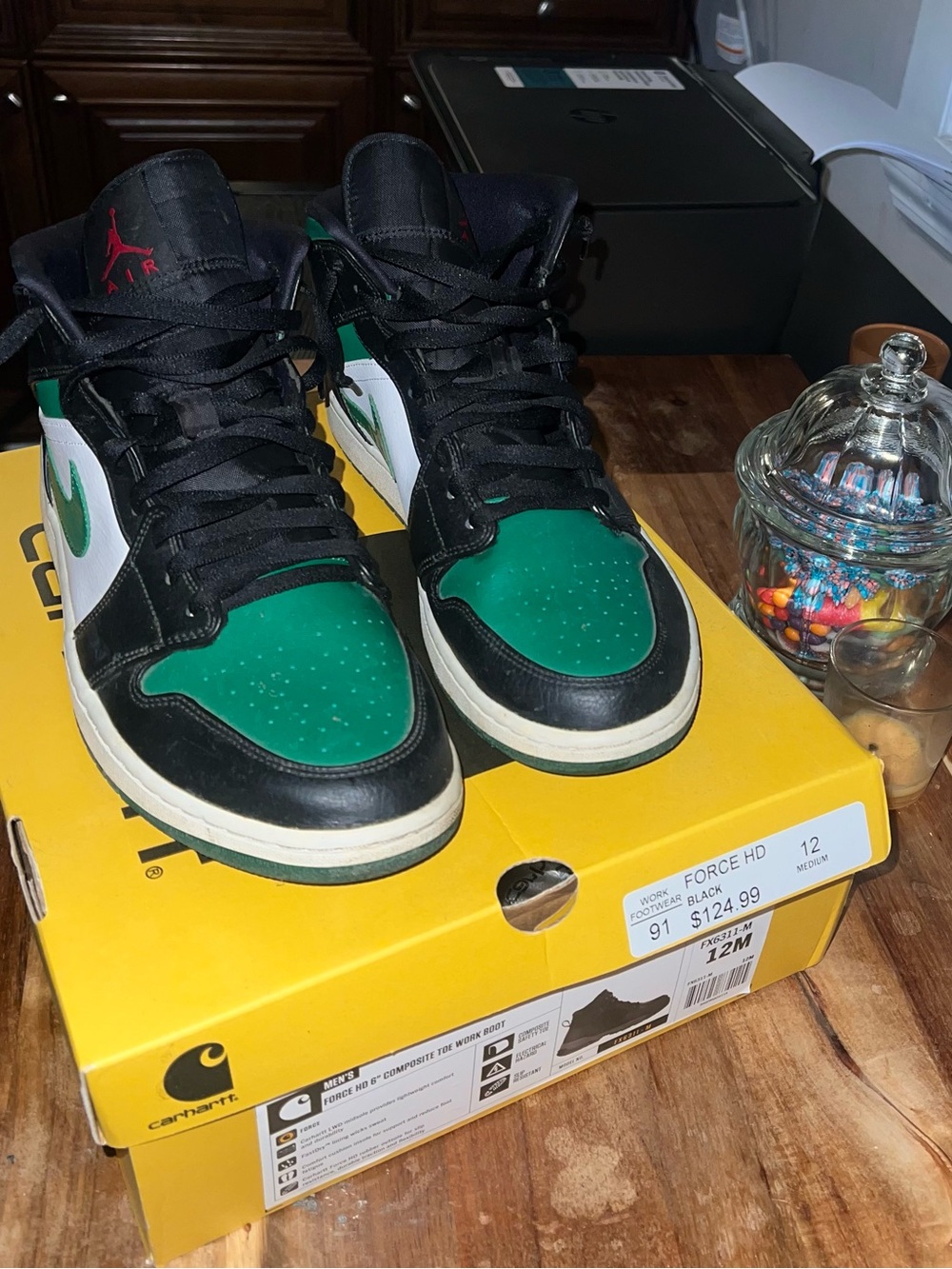 Jordan men  Black and Green High-Top Sneakers
